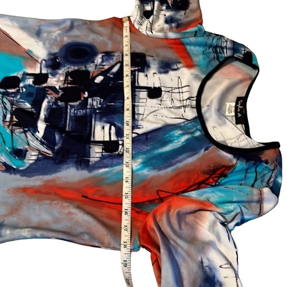 Sophia A Round Neckline Asymmetrical Hemline Tunic Top SzSm - Picture 6 of 11